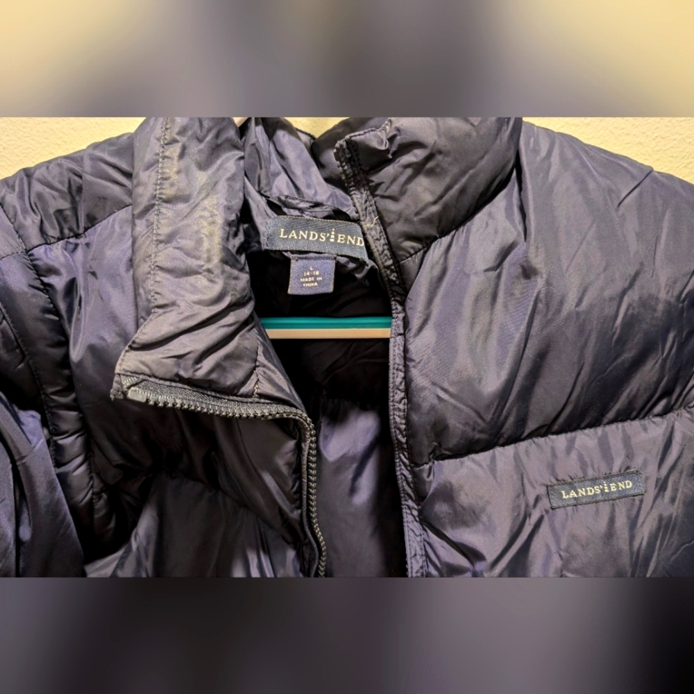 Lands' End men's large (14-16) down puffer jacket